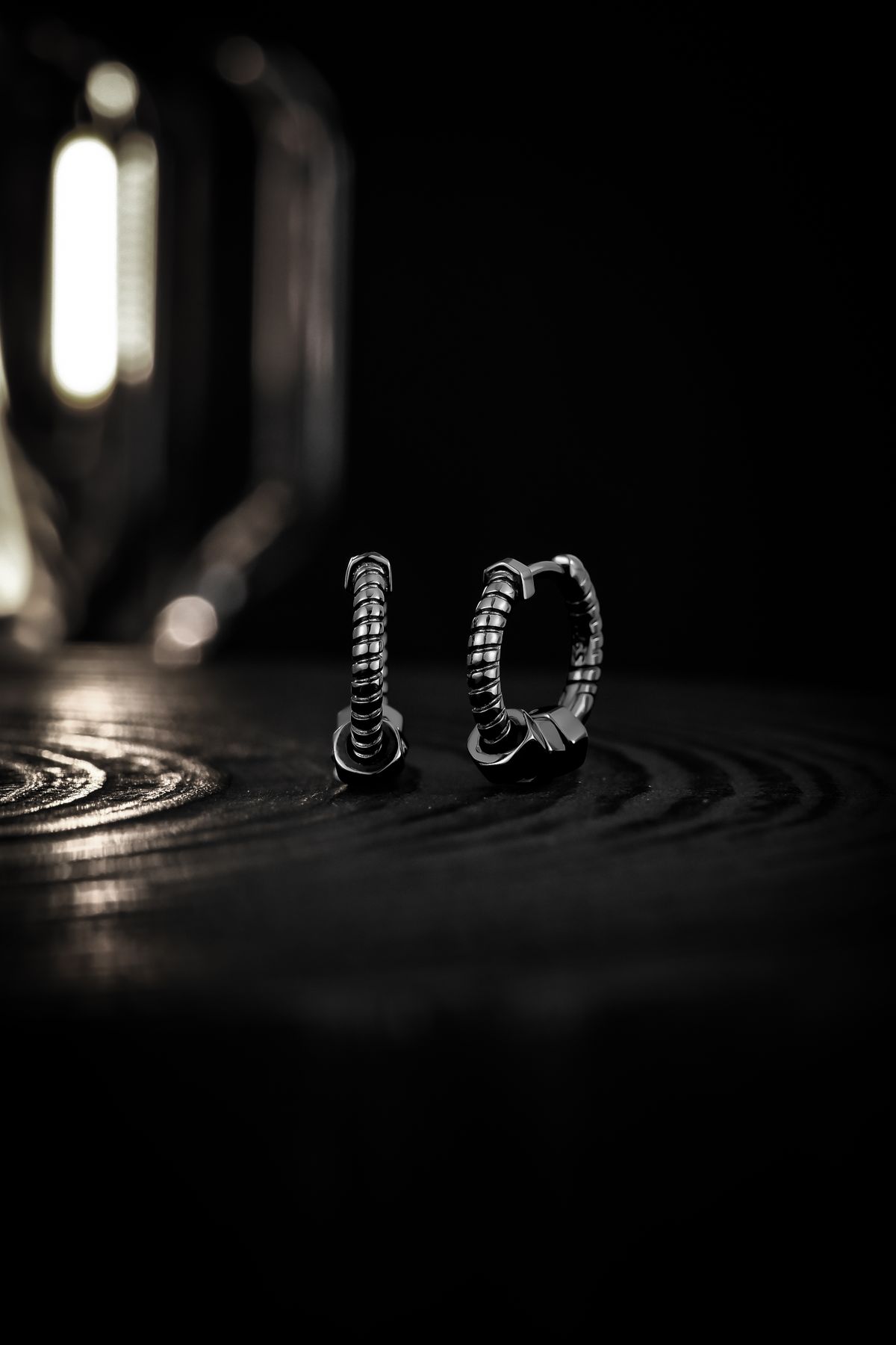 Oxidised Silver Hoops